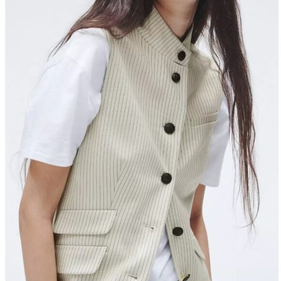 NWT Rag & Bone Slade Ponte Vest Ivory Stripe SIZE M - Picture 1 of 9